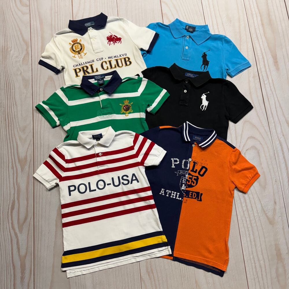 Lot of 6 Polo Ralph Lauren Boys Size 6 Rugby Big Pony Collared Polo Shirt